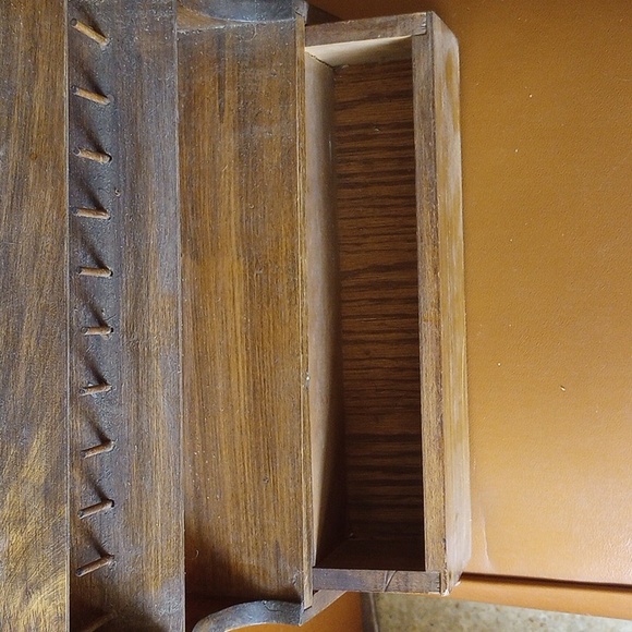 Vintage Wood Sewing Display Shelf For Spools & Bobbins.  Has Drawer - Picture 5 of 10